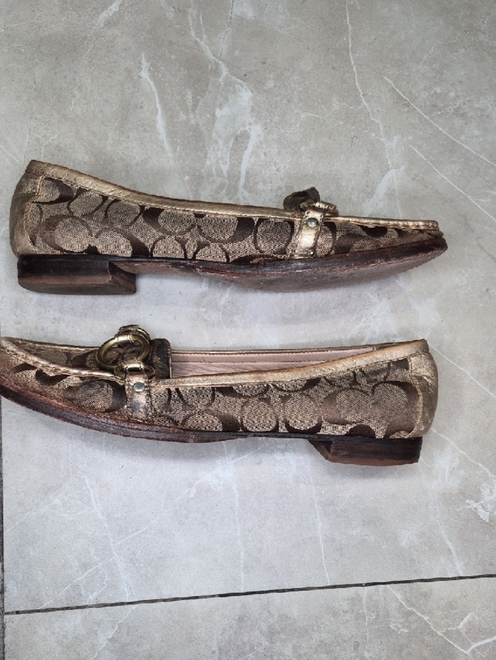 Coach Brown Signature Canvas Logo Flats with Gold Hardware - Picture 9 of 10